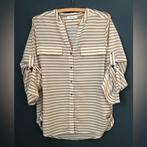 Calvin Klein Stripe Blouse Button Top